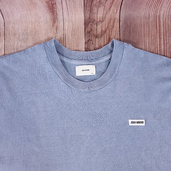 *READ* Joah Brown Womens Size M/L Blue Short Sleeve Crewneck T-Shirt Tee - Picture 5 of 11